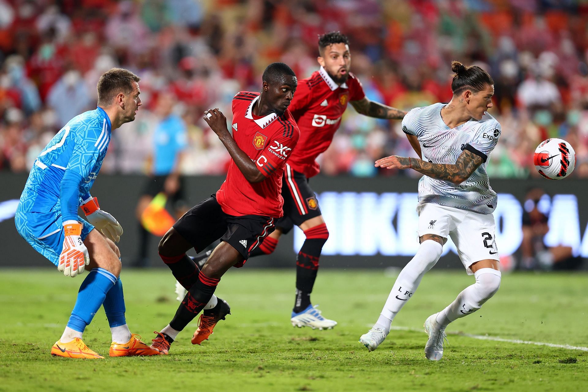 Liverpool's new signing in action against Manchester United.